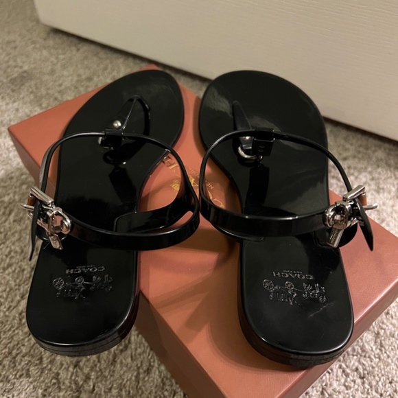 COACH Plato Black Jelly Sandals - Picture 3 of 6